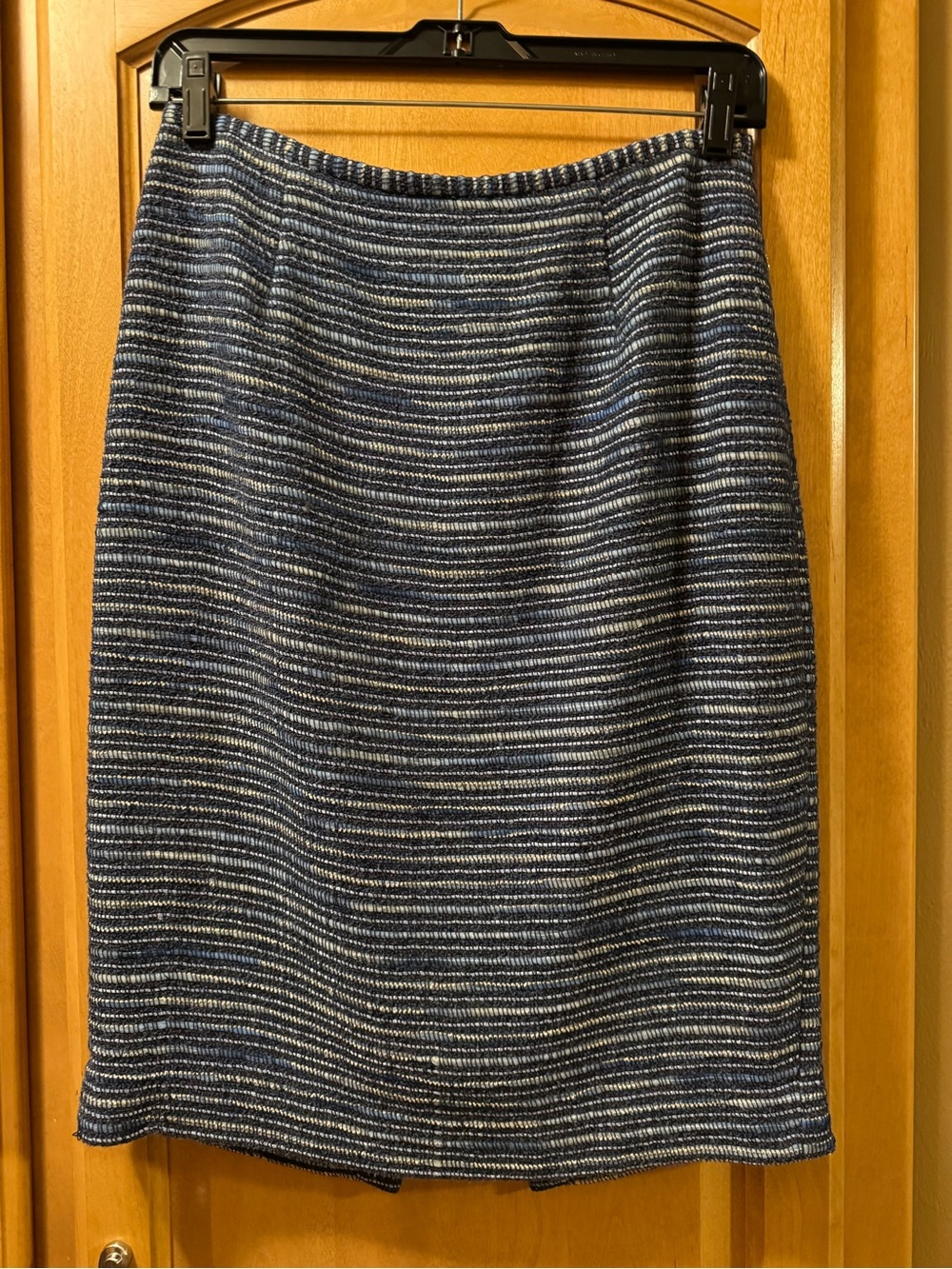 Lafayette 148 New York Navy and White Striped Pencil Skirt
